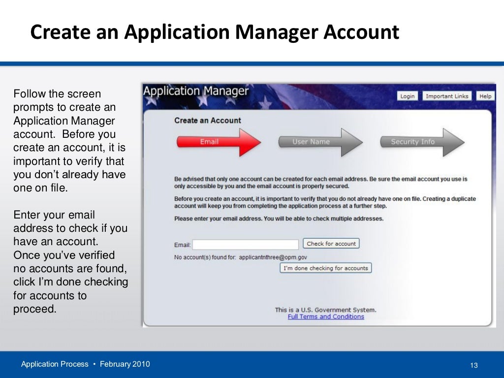 APPLICATION PROCESS for USAJOBS