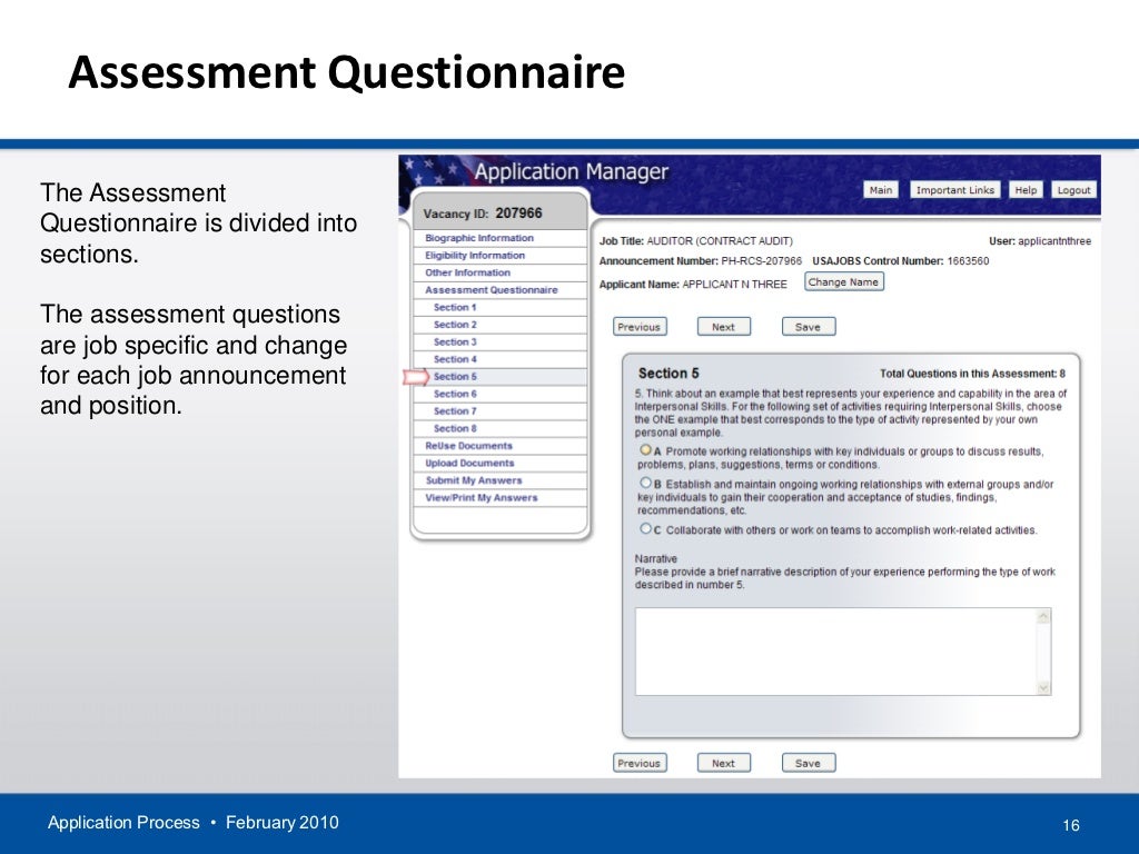 APPLICATION PROCESS for USAJOBS