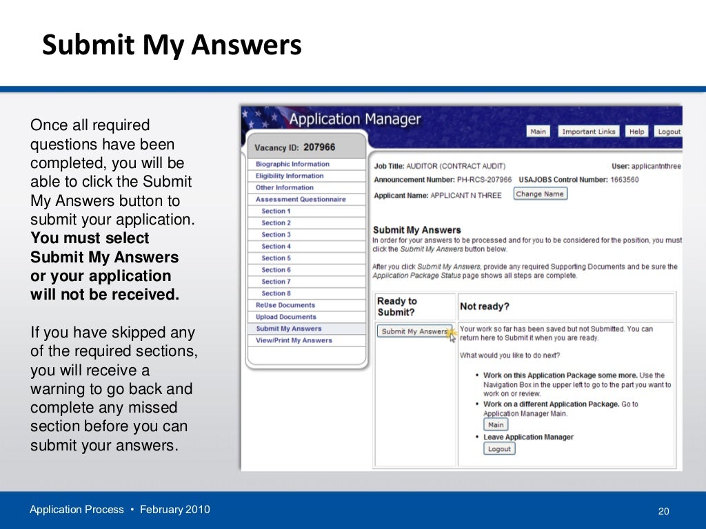 APPLICATION PROCESS for USAJOBS