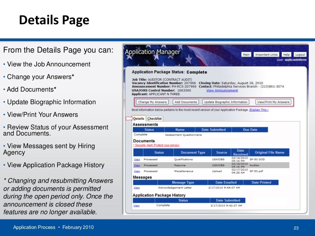 APPLICATION PROCESS for USAJOBS