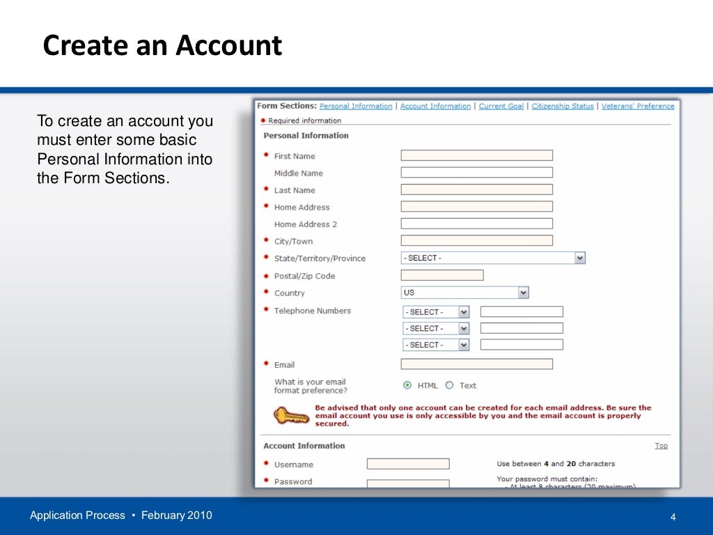 APPLICATION PROCESS for USAJOBS