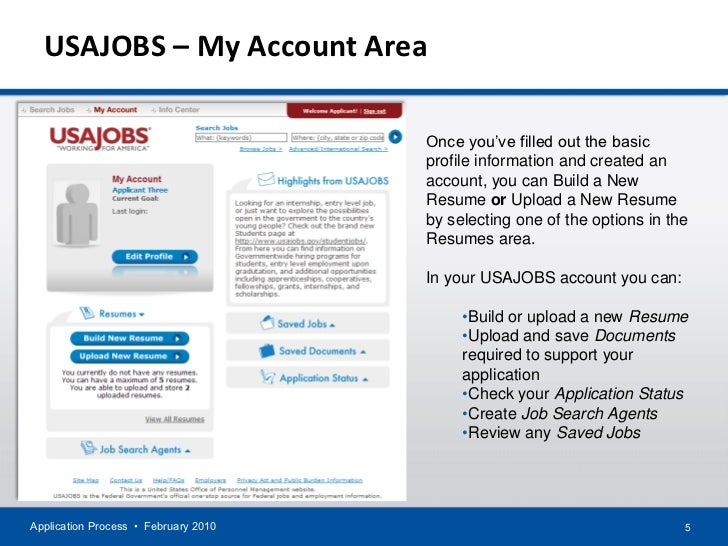 APPLICATION PROCESS for USAJOBS