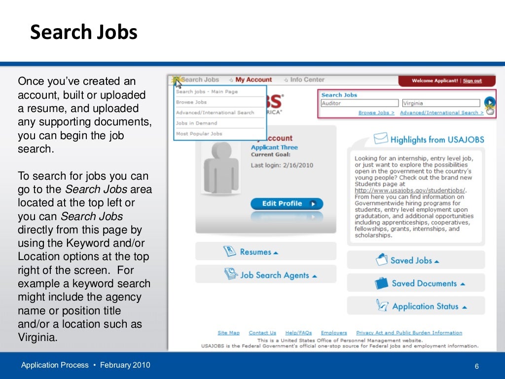 APPLICATION PROCESS for USAJOBS