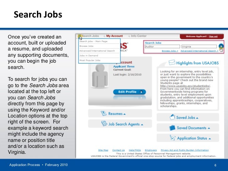 APPLICATION PROCESS for USAJOBS