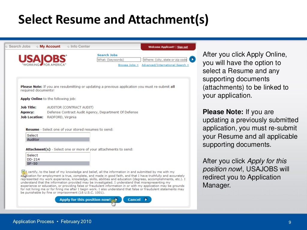 APPLICATION PROCESS for USAJOBS