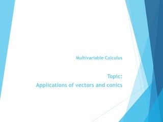 Multivariable Calculus
Topic:
Applications of vectors and conics
 