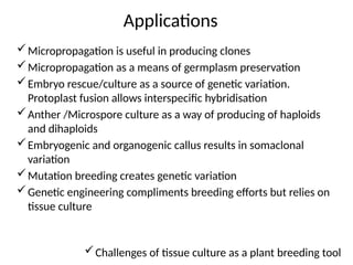 Advanced Applications of Tissue Culture in Plant Breeding and Genetic ...