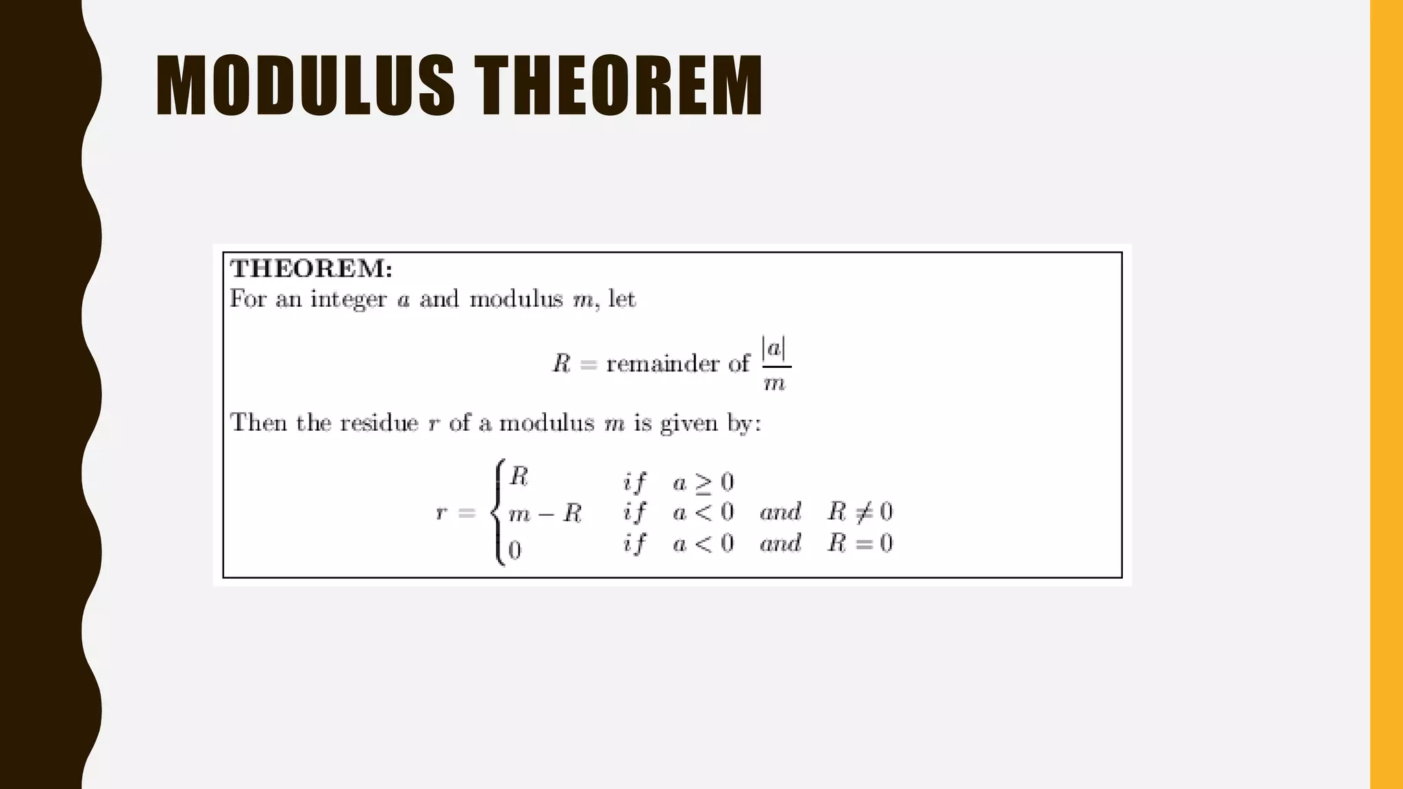MODULUS THEOREM
 