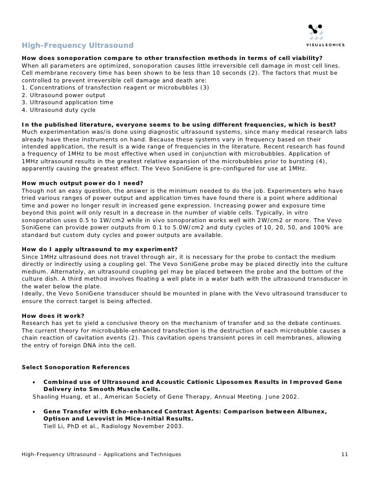 HighFrequency Ultrasound Application Features & Benefits