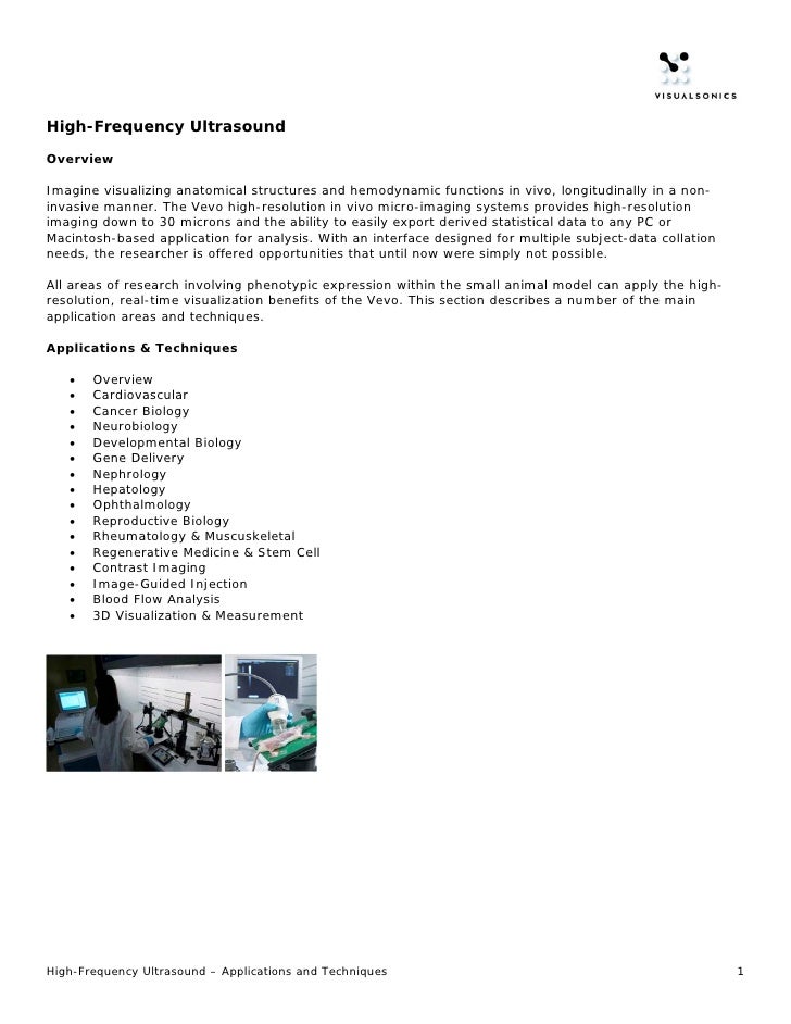 HighFrequency Ultrasound Application Features & Benefits