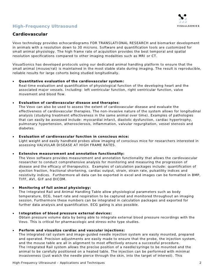 HighFrequency Ultrasound Application Features & Benefits
