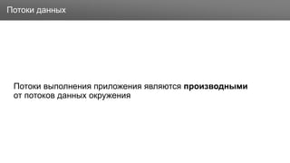 Заголовок
Потоки выполнения приложения являются производными
от потоков данных окружения
Потоки данных
 