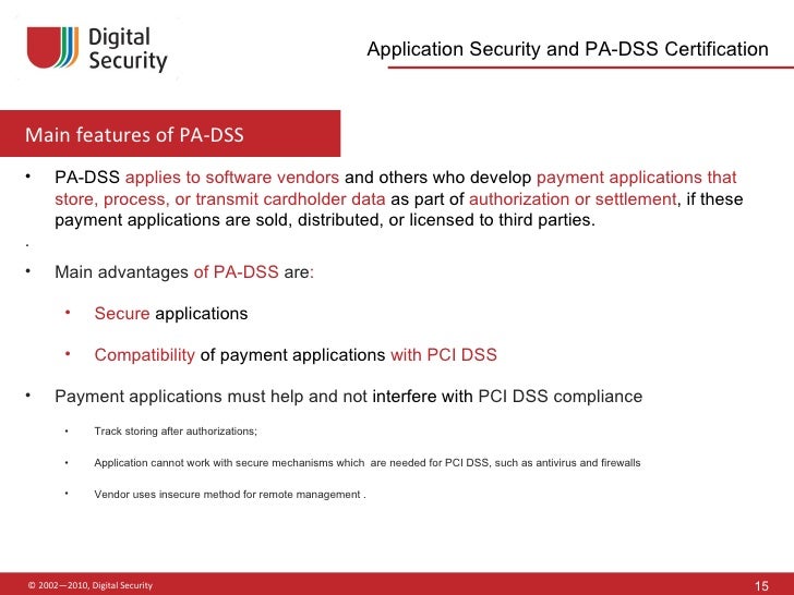 Application security and pa dss certification