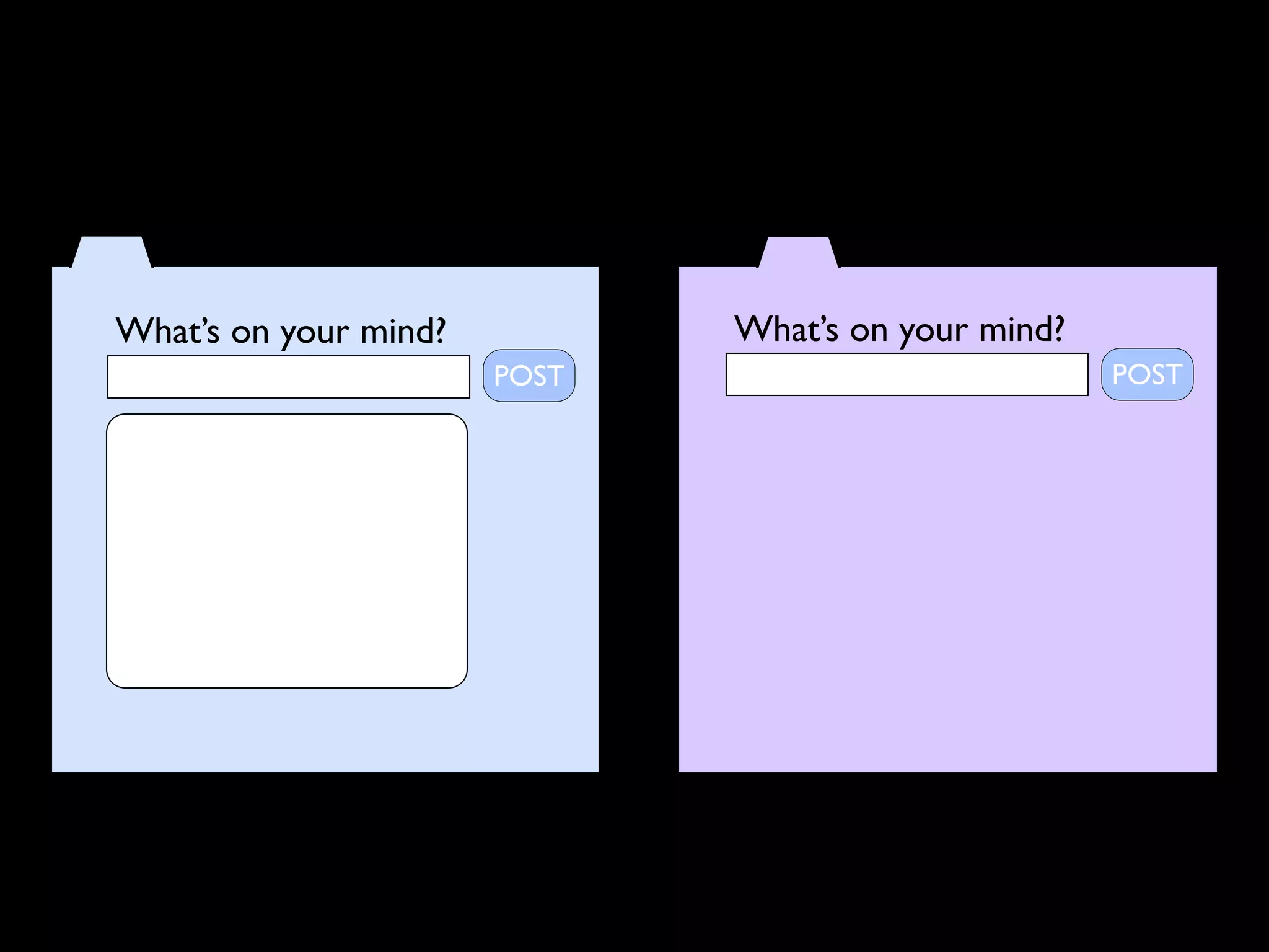 What’s on your mind?          What’s on your mind?
                       POST                          POST
 