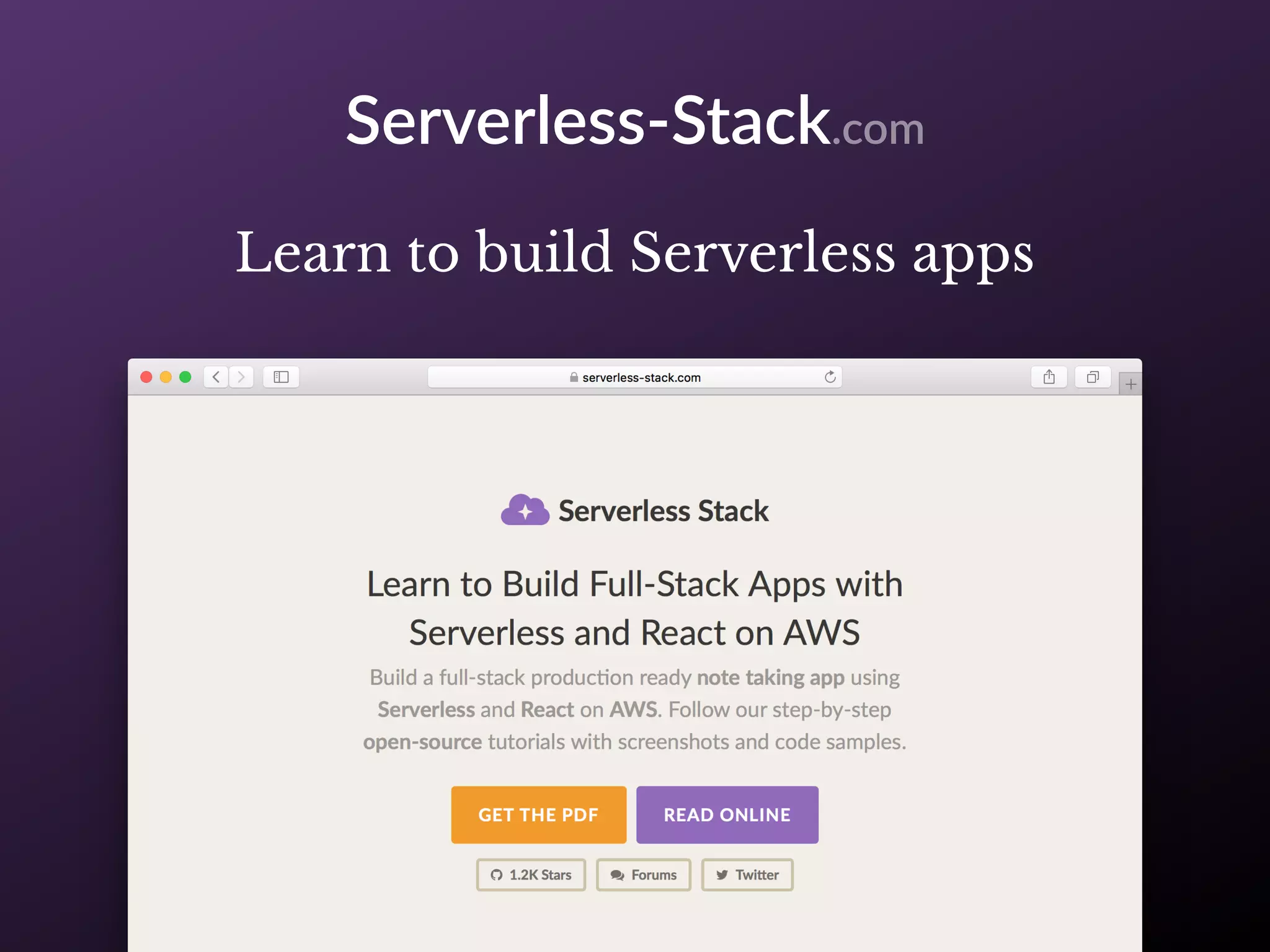 Learn to build Serverless apps
Serverless-Stack.com
 