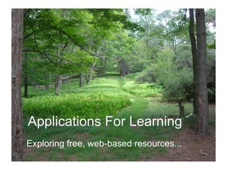 Applications For Learning
Exploring free, web-based resources...
 