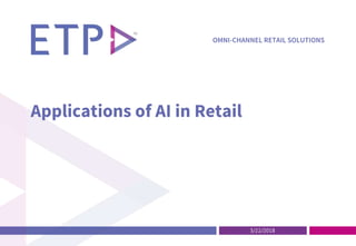 3/22/2018
OMNI-CHANNEL RETAIL SOLUTIONS
Applications of AI in Retail
 