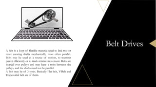 Applications of Belt, Rope and Chain Drives | PPTX