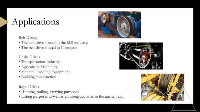 Applications of Belt, Rope and Chain Drives | PPTX
