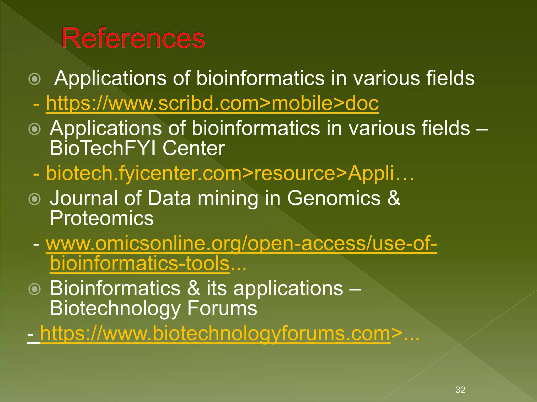 Applications of bioinformatics, main by kk sahu | PPT