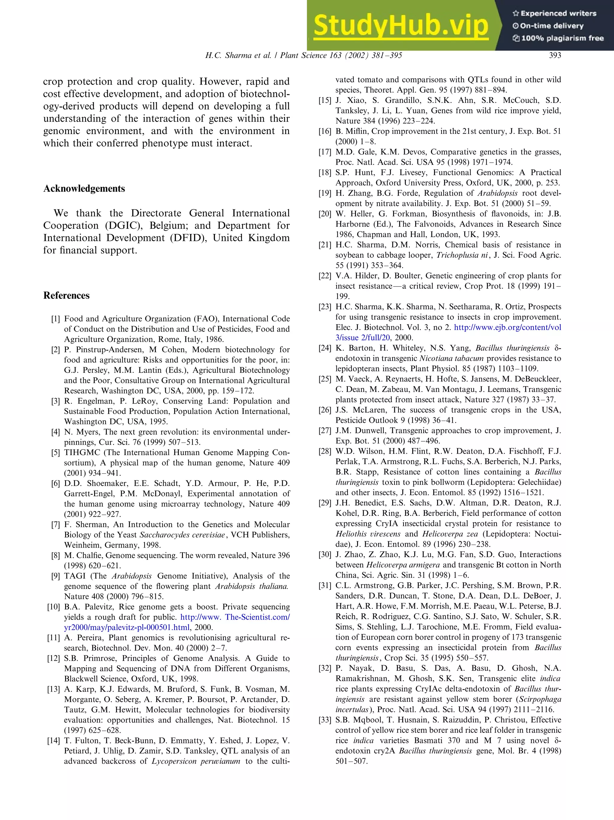 Applications Of Biotechnology For Crop Improvement Prospects And ...