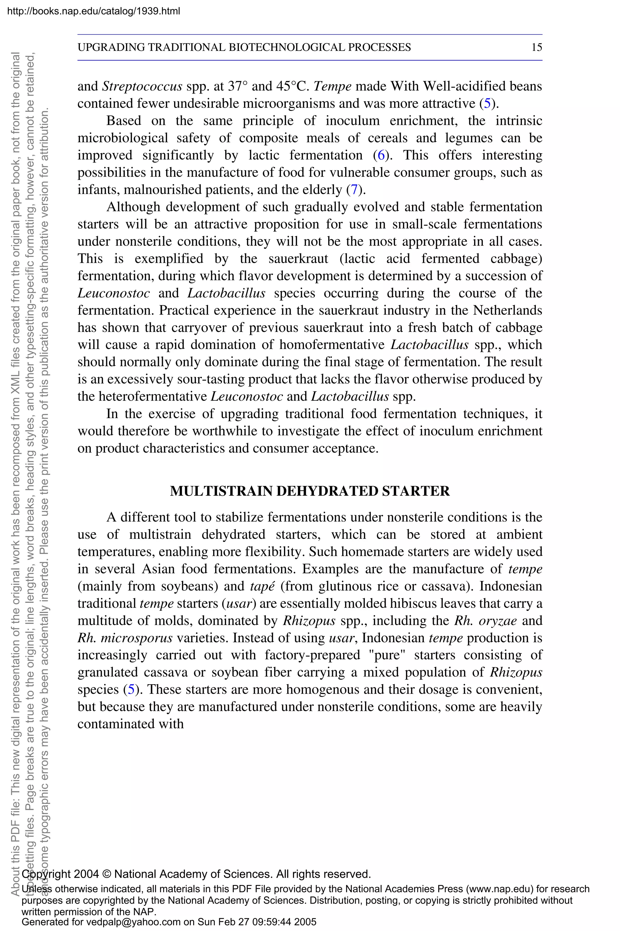 Applications of biotechnology to traditional fermented foods nap-2004 | PDF