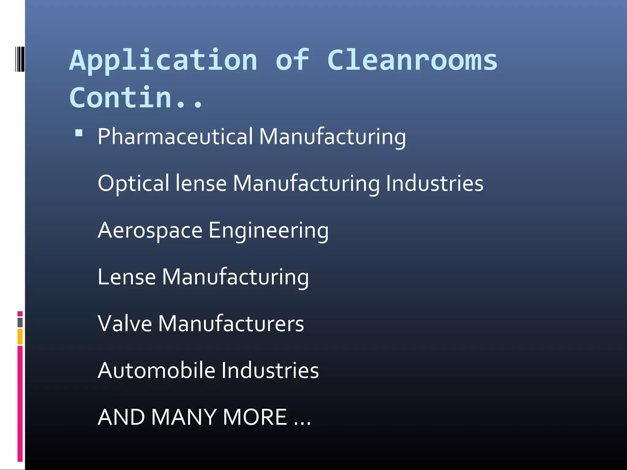 Applications of cleanrooms in various industry | PPT