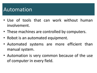 Use Of Computer In Automation Applications of computer | PPTX
