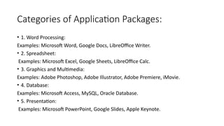 Comprehensive Overview of Application Software Types and Uses | PPTX