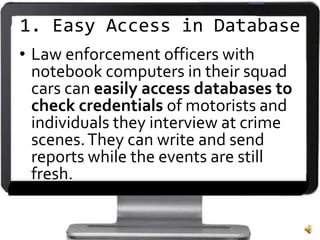 Applications of computers in law enforcement and government | PPTX