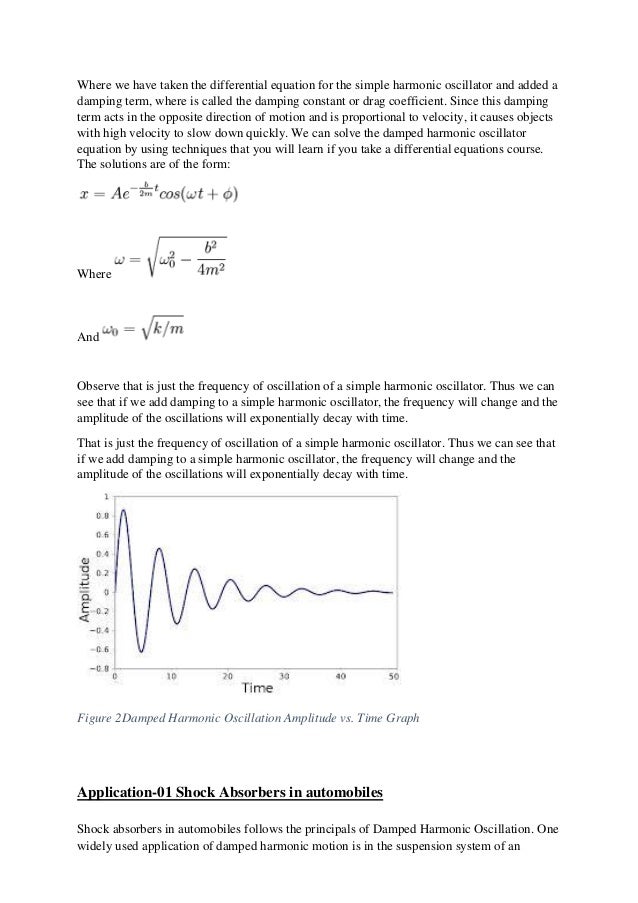 Applications of damped harmonic oscillations