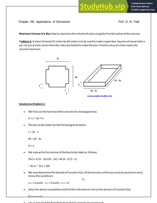 Applications Of Derivatives | PDF