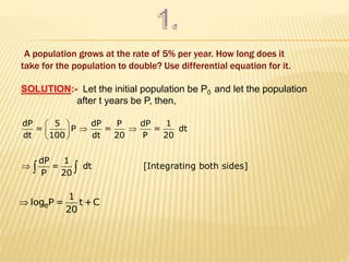 Applications of Differential Equations of First order and First Degree Slide 2