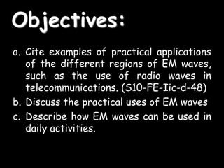 Electromagnetic Waves
• Transverse waves without a medium!
• (They can travel through empty space)
 