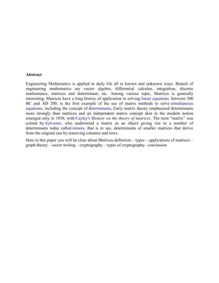 Applications of Matrices | DOCX