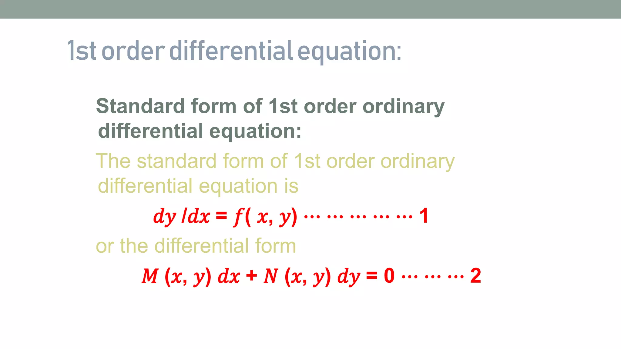 FIRST ORDER DIFFERENTIAL EQUATION | PPTX