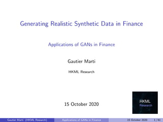 Applications of GANs in Finance | PDF