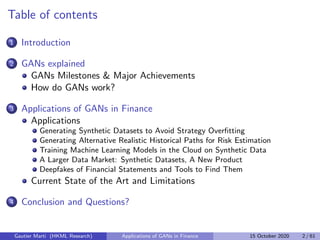 Application Gans Model Applications of GANs in Finance | PDF