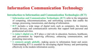 APPLICATIONS OF ICT for BS Students (Lecture 01) | PPTX