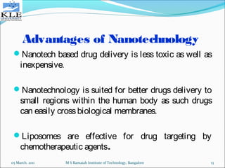 Applications of nanotechnology in drug delivery and bio medical | PPT