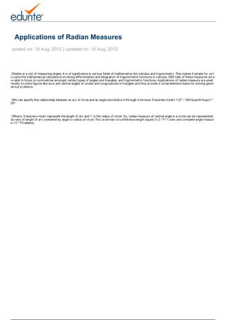 Applications of Radian Measures
                                   posted on: 14 Aug, 2012 | updated on: 14 Aug, 2012




Powered by TCPDF (www.tcpdf.org)
 
