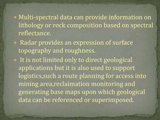 Applications of remote sensing in geological aspects