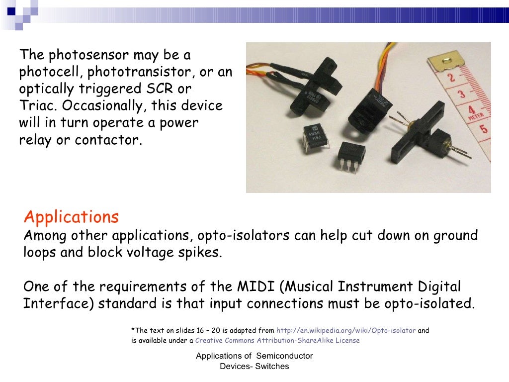 Applications of Semiconductor Devices Switches