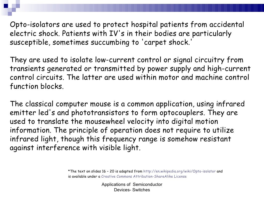 Applications of Semiconductor Devices Switches