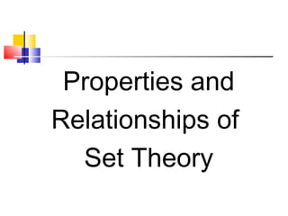 Properties and
Relationships of
Set Theory

 