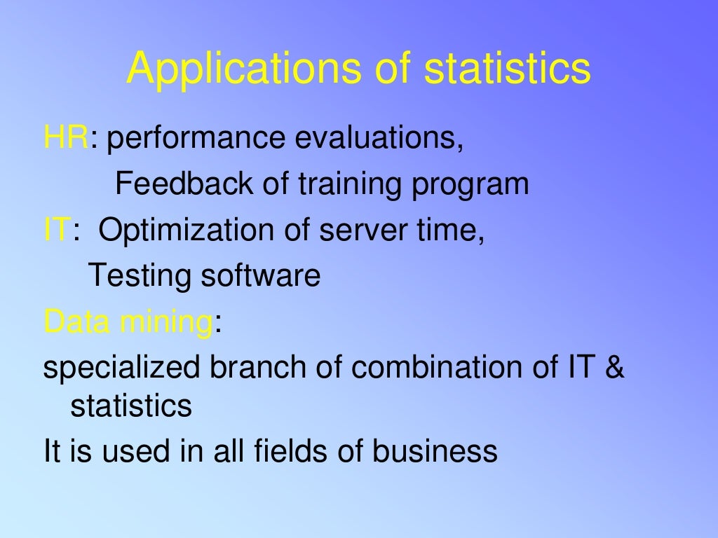 Applications of statistics