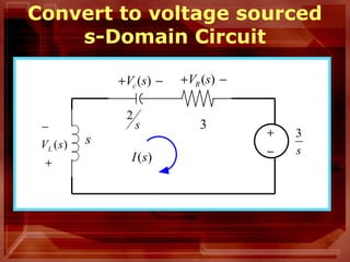 17
Convert to voltage sourced
s-Domain Circuit
s
s
2
3
s
3
−+ )(sVc
+
−
)(sVL
−+ )(sVR
)(sI −
+
 