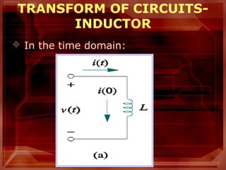 47
TRANSFORM OF CIRCUITS-
INDUCTOR
 In the time domain:
 