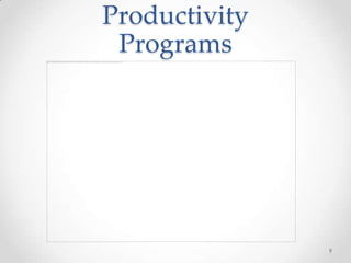 Productivity
 Programs




               9
 